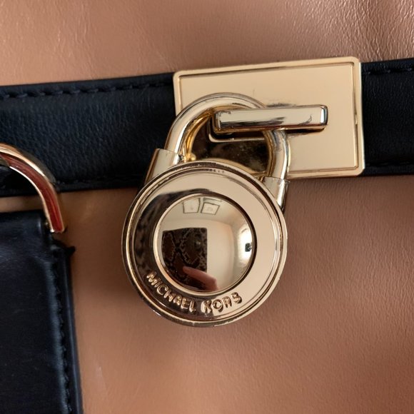 Michael Kors Hamilton Top Zip Color Block Leather Tote Bag With Gold -MSRP: $368 - Picture 4 of 7